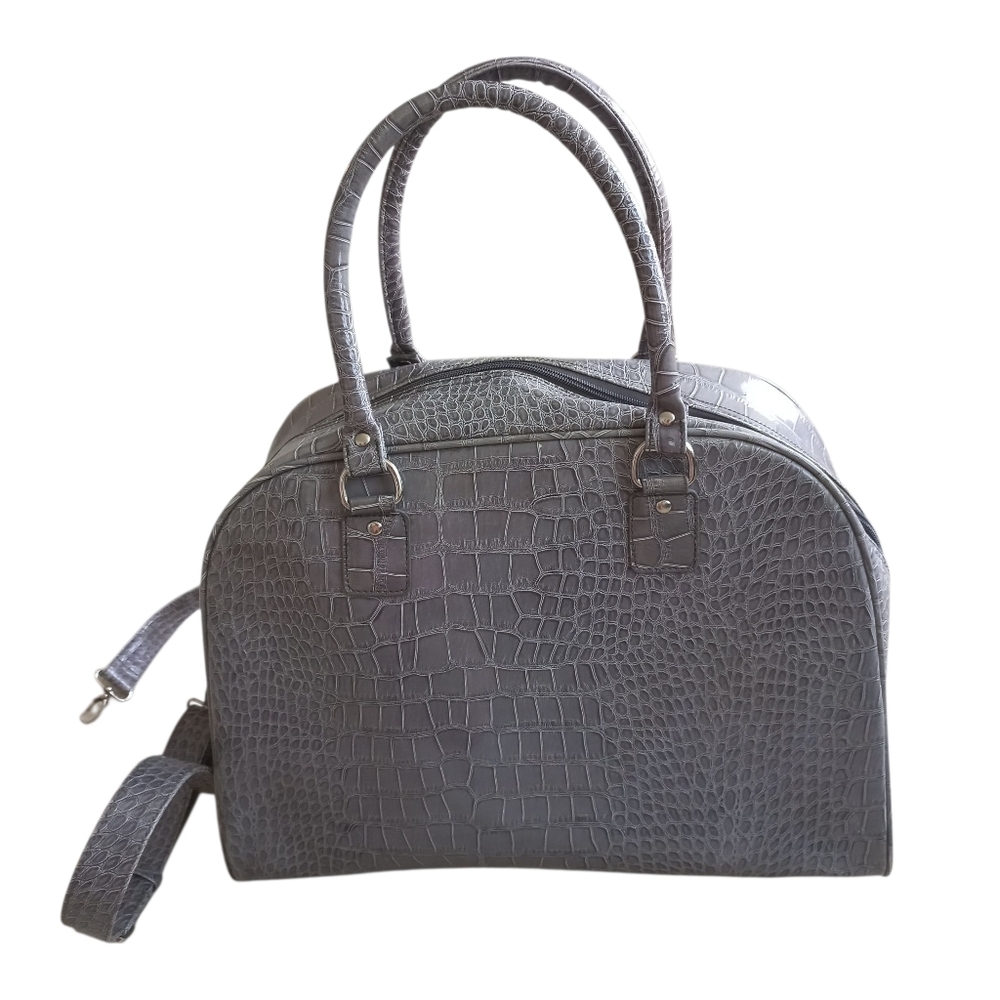 Kate Hill Gray Crocodile-Embossed Faux Leather Women's HandBag